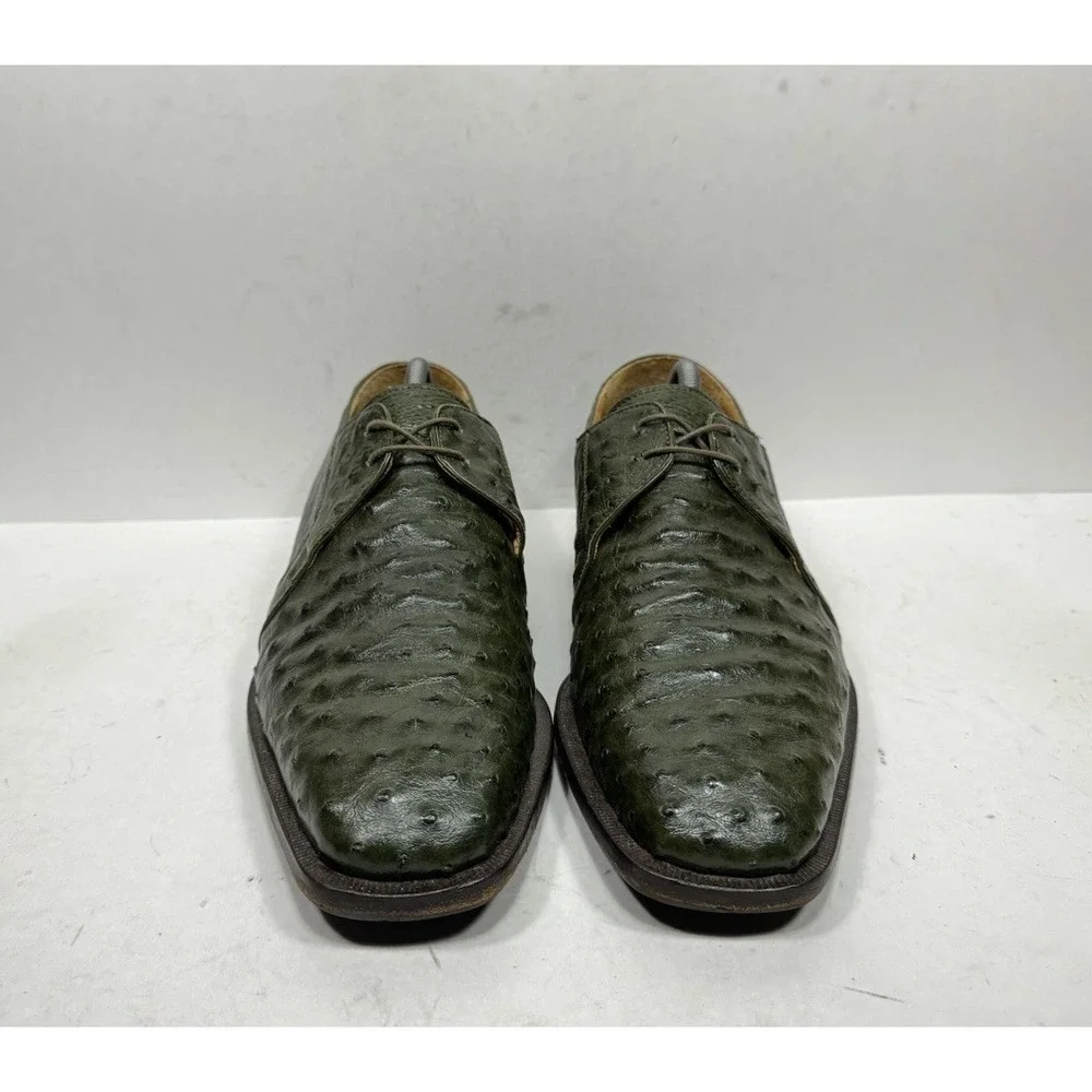 Dolce Vita Made in Italy Green Ostrich Handmade Dress Shoe Men's Size 10.5‎